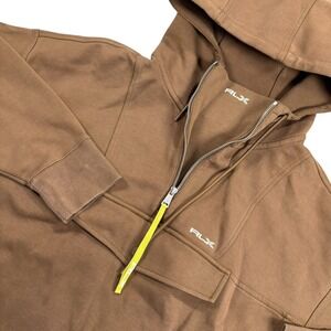 RLX Ralph Lauren Tech Half‎ Zip Hooded Pullover Nature Brown Rare!